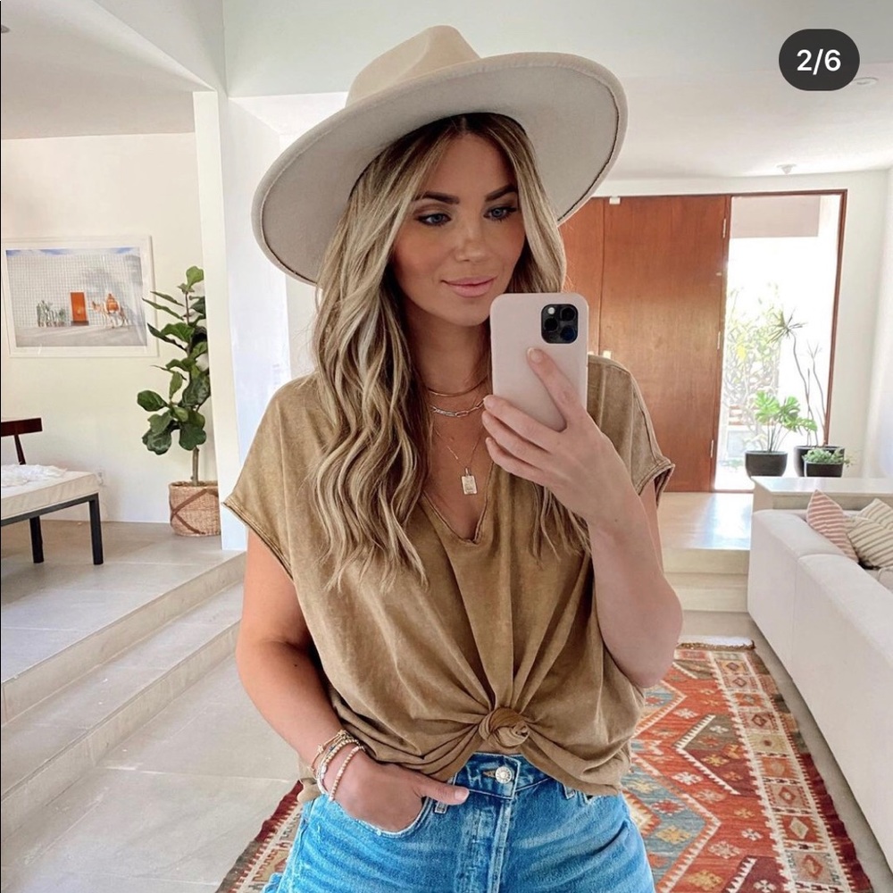 CALABASAS WASHED COTTON KNIT TOP - CLAY